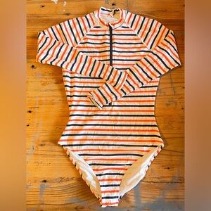 Jcrew striped long sleeve swimsuit size 6
